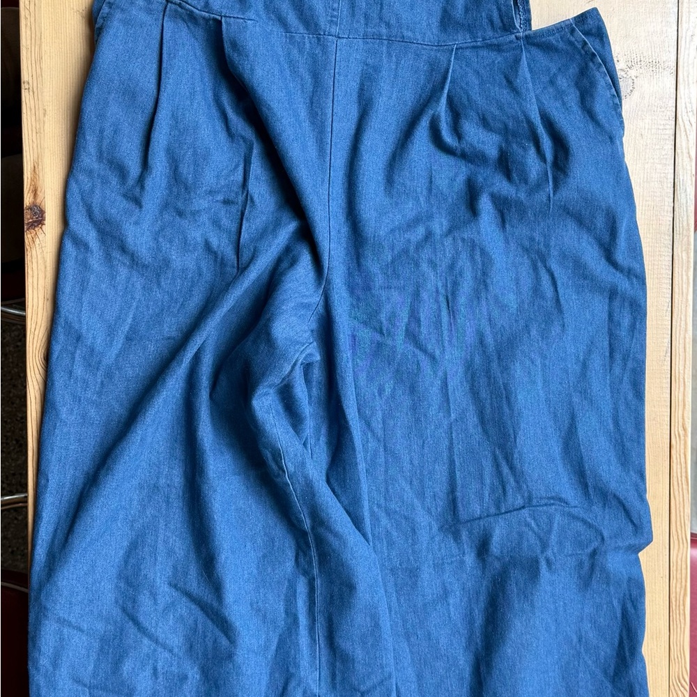 Blue Denim over sized overall pants